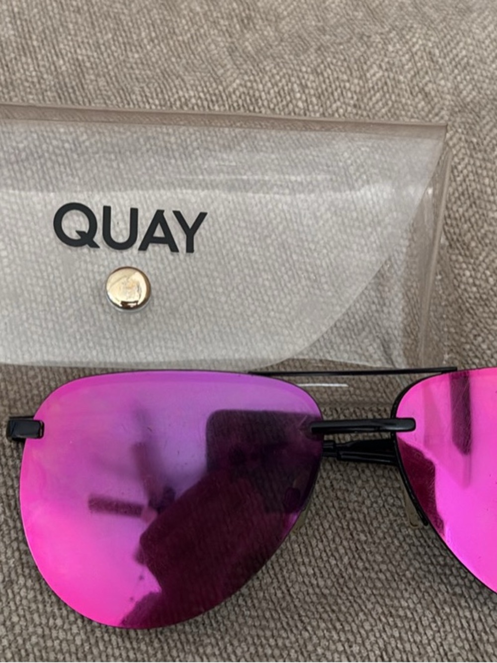 Quay Australia Aviator Sunglasses with Pink Mirrored Lenses